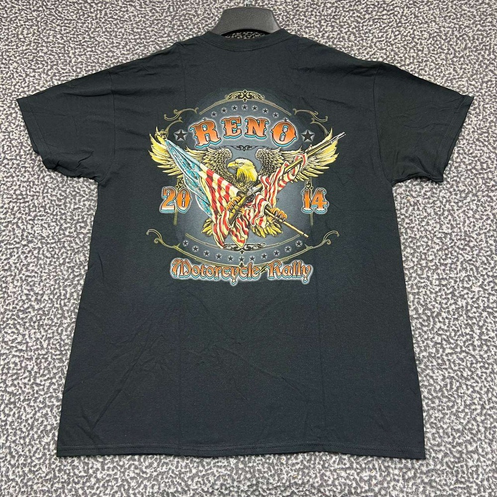 Vintage Reno Motorcycle Rally Shirt Men Large Gildan Short Sleeve Deadstock New
